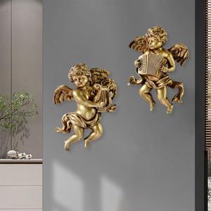 2 pz statua di angelo cherubino statuette da parete per sala da pranzo e arredamento per la casa figurine eleganti per l'interior Design - Product Image 5