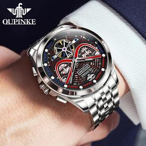 Top Brand OUPINKE 3250 Multifunction Mechanical <b>Watch</b> <b>for</b> <b>Men</b> <b>Skeleton</b> Stainless Steel Strap Spider Design Waterproof 2025 - Product Image 2