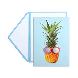 Cartão de visita personalizado de abacaxi, cartão de visita artesanal com envelopes
