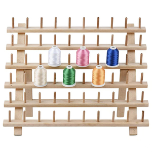 Modern 6-Tier <strong>Standing</strong> Rustic Wooden <strong>Thread</strong> Holder 60 Spool Rack Multifunction Customized Service Neat Accessible Sewing - Product Image 1
