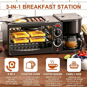 Estación <span class=keywords><strong>de</strong></span> Desayuno Multifuncional 3 en 1 que Incluye Cafetera <span class=keywords><strong>de</strong></span> 5 Tazas, Plancha <span class=keywords><strong>de</strong></span> Cerámica Antiadherente y <span class=keywords><strong>Horno</strong></span> <span class=keywords><strong>Tostador</strong></span> <span class=keywords><strong>de</strong></span> 4 Rebanadas - Product Image 3