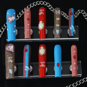 Faux ongles à presser faits main, extra longs, couvrants, motif étoile, en acrylique de luxe, prix d'usine en gros - Product Image 1