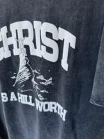 T-shirts pour hommes avec logo personnalisé en relief, 100% coton, lavage à l'acide, t-shirt vintage surdimensionné, streetwear, t-shirts unis pour hommes
