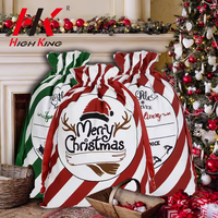 Sacs de Noël en toile de coton en gros High King, sacs cadeaux de Noël en vrac, imprimés en sérigraphie, faits à la main pour usage extérieur, directement de l'usine