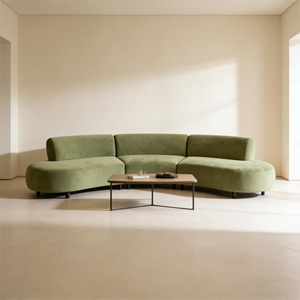 Canapé modulaire incurvé en polaire vert foncé, style minimaliste moderne, canapés de salon, utilisation de loisirs, canapé en tissu - Product Image 1