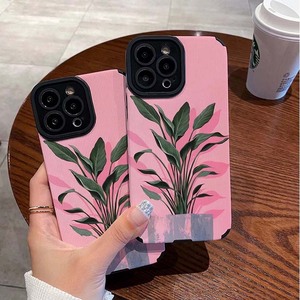 Custodia custodia per telefono cellulare in pelle sintetica con stampa foglie verdi in vaso per <span class=keywords><strong>Iphone</strong></span> 8 X Xr Xs 11 <span class=keywords><strong>12</strong></span> 13 14 15 16 17 Pro Max - Product Image 1