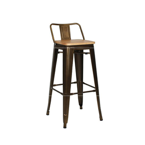 Tabouret <span class=keywords><strong>de</strong></span> bar industriel en fer et bois avec coussin, pieds antidérapants, léger, pour maison et îlot <span class=keywords><strong>de</strong></span> cuisine - Product Image 4