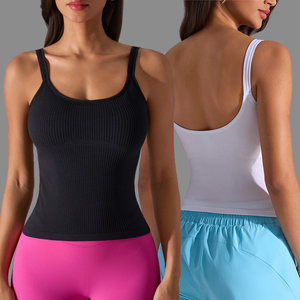 Logo personalizzato da donna con collo quadrato rimovibile canottiera da palestra per allenamento Activewear senza maniche sport Fitness Yoga canotta - Product Image 2