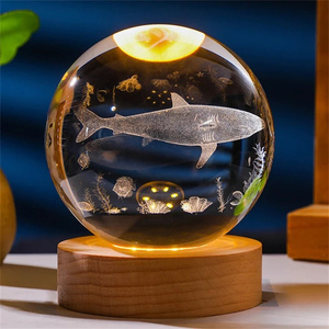 Lámpara de decoración de mesa 3D personalizada 6cm bola de cristal USB lámpara de noche luminosa nebulosa Saturno Luna proyector atmósfera - Product Image 3