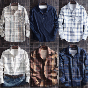Camicia a maniche lunghe a quadri personalizzata di alta qualità per gli uomini allenta <span class=keywords><strong>tutto</strong></span> Casual - Product Image 6