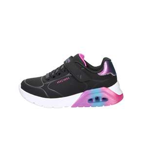 Zapatillas Skechers para niña, negras, con detalles en rosa y azul. - Product Image 1