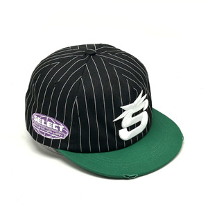 New Style Embroidery logo 5 Panel Stripe Material Unstructured 5.5cm Short <strong>Flat</strong> Brim Snapback <strong>Hat</strong> - Product Image 5