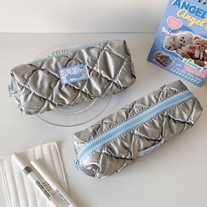 Wide Opening Kawaii Travel Cosmetic Bags Cute Small Quilted Cotton Makeup Pencil Pouch <b>for</b> Women and Girls - Product Image 6