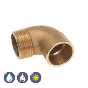 Codo de 90 Grados Macho Roscado de Bronce para Soldadura, Equipos de Refrigeración e Intercambio de Calor, 16 x 1/2\" - Product Image 2