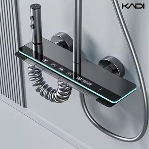 Valvola in ceramica pioggia termostatica pistola singola morbida Grey lucido massaggio pressurizzato Set doccia per uso appartamento e Hotel - Product Image 3