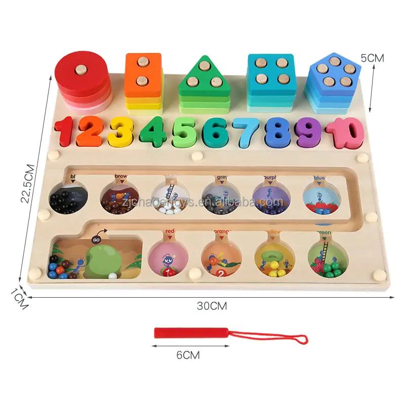 Magnetic Montessori Mathematics Sensory Geometric Shapes Matching Wooden Kids Board Math Game Table Fishing Educational Toy