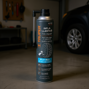 Kit de réparation de pneus Truper 20 oz, gonfle et scelle les pneus, cartouche d'air portable avec buse intégrée pour une réparation rapide, idéal pour les voitures - Product Image 2