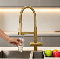 Robinet de cuisine de luxe doré 5 voies, rotatif à 360 degrés, mitigeur eau chaude et froide, filtre à eau, robinet 5 en 1