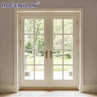 Portes battantes françaises minimalistes en aluminium Rogenilan, double vitrage trempé, porte d'entrée pour extérieur