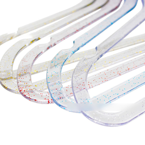 Cintres en plastique transparent personnalisés DS962, antidérapants, gain de place, cintres pour costumes, paillettes acryliques, poudre dorée, <span class=keywords><strong>cintre</strong></span> perlé - Product Image 4