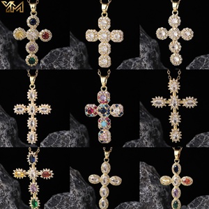 Collar con Colgante de Cruz <span class=keywords><strong>y</strong></span> Circonita para Mujer, 83 Modelos, Chapado en Oro, de Latón Inoxidable, Joyería Amuleto para Regalo - Product Image 1
