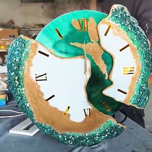 Horloge murale créative en porcelaine de cristal, peinture 3D en acrylique personnalisée pour l'entrée, la décoration de la maison, le salon et la salle à manger - Product Image 2