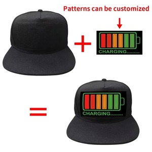 Sombreros LED intermitentes Gorra de béisbol activada por sonido con luces Gorra de béisbol negra <span class=keywords><strong>El</strong></span> intermitente con panel Led Light Up Sombrero de béisbol - Product Image 5