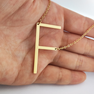 Collana iniziale <span class=keywords><strong>lettera</strong></span> <span class=keywords><strong>F</strong></span> in acciaio inossidabile fai da te personalizzata Joyeria Acero oro inossidabile 26 Lettes collana accessori coreani - Product Image 2