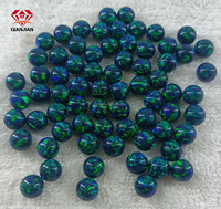Perles d'opale synthétiques à trou traversant de 3 mm, traitées thermiquement, en forme de boule, vente en gros