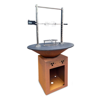 Braiser CORTEN en Acier Corten de 100 cm, Foyer Circulaire Extérieur pour Barbecue au Bois et au Charbon