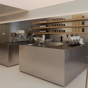 Mostrador de Bar Comercial de Acero Inoxidable Personalizado, Mostrador de Recepción Moderno para Cafetería, Restaurante y Tiendas - Product Image 4
