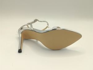 <span class=keywords><strong>Sandali</strong></span> <span class=keywords><strong>da</strong></span> donna personalizzati di lusso con tacco alto in <span class=keywords><strong>argento</strong></span>, colore tinta unita traspirante estivo, chiusura con cinturino a fibbia autunnale, materiale in gomma - Product Image 4