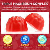 Gummies végétaliennes à marque privée au glycinate, sans sucre, à absorption élevée, enrichies en vitamines et en magnésium, à base de plantes