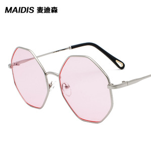 Maidis Polygonal Sunglasses Gold <b>Frame</b> <b>Black</b> Lens UV400 Protection Women's Fashion Shades - Product Image 4