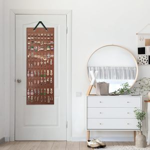 Organisateur de boucles d'oreilles suspendues avec 20 crochets, en feutre espresso, à fixer au mur, rangement de bijoux pour femmes, design moderne - Product Image 5
