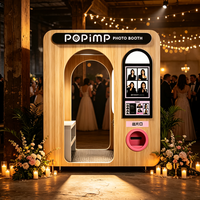 Borne photo automatique, distributeur de photos à monnayeur avec support en bois, sans personnel requis pour les parcs d'attractions