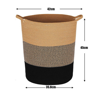 Woven Storage <b>Basket</b> <b>Round</b> Cotton Rope Eco-Friendly Clothing Organizer Laundry <b>Basket</b> - Product Image 2