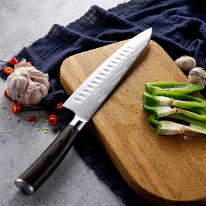 Couteau de chef japonais en acier inoxydable de 8 pouces en gros avec manche en bois, lame Damas pour cuisine, bricolage et logo personnalisable OEM - Product Image 2