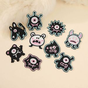 New Design Iron on /sticker Embroidery Cartoon Cute <b>Black</b> Little Monster Patch Applique for Hat Clothes Decoration - Product Image 2