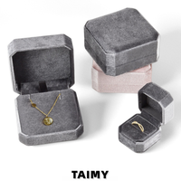 Boîte à collier octogonale en velours avec logo personnalisé, support pour collier mobile, présentoir à bijoux pour fiançailles et mariage, emballage cadeau