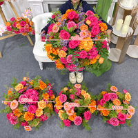 Bouquet de fleurs artificielles personnalisé de différentes tailles, rose rouge jaune, vert foncé, pour la décoration de mariage