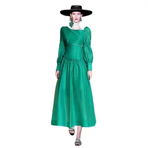 hot sale customization casual dressFrench retro cross-border new court style long-sleeved dress female summer waist slimming fa