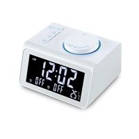 Digitale wekker met FM-radio, BT-speaker, dubbele USB-oplaadpoorten, temperatuurdetectie, snooze-functie, geschikt voor hotelkamers