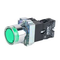 Tombol Tekan NIN 22mm Self-Resetting Full Illuminated Head Toggle Hijau Momentary Push Button LED 1NC 1NO Terminal Sekrup IP65 Tahan Air 10A