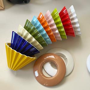 <span class=keywords><strong>Filtre</strong></span> à café en céramique en forme de fleur élégant goutteur pour café avec support en bois - Product Image 2