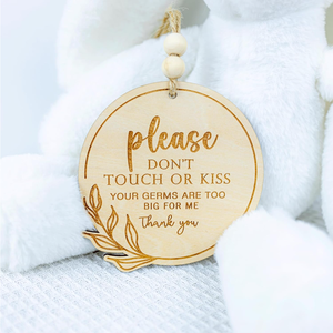 ป้ายไม้ตกแต่งสำหรับรถเข็นเด็ก ป้ายไม้ข้อความว่า โปรดอย่าสัมผัสหรือจูบลูกน้อย - Product Image 3