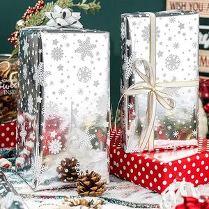 Christmas Wrapping <b>Paper</b> Birthday Wrapping <b>Paper</b> Silver Red Double-Sided Snowflake Star <b>Pattern</b> Gift Wrapping <b>Paper</b> - Product Image 1