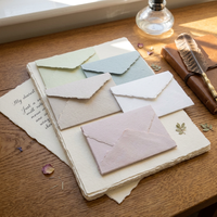 Enveloppes en papier coton vintage faites à la main, avec bordure naturelle, pour cartes d'invitation de mariage et cadeaux (vente en gros)