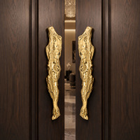Poignée de porte en verre de luxe personnalisable, grande taille, en bronze antique, pour salle de banquet et hôtel