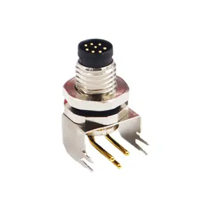 Conector de ângulo de montagem de 90 graus, equivalente a conector de amfenol m8, conector automotivo 8p